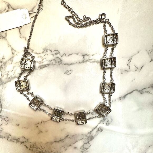 Charter club silver tone and pink rhinestone necklace - Picture 6 of 9